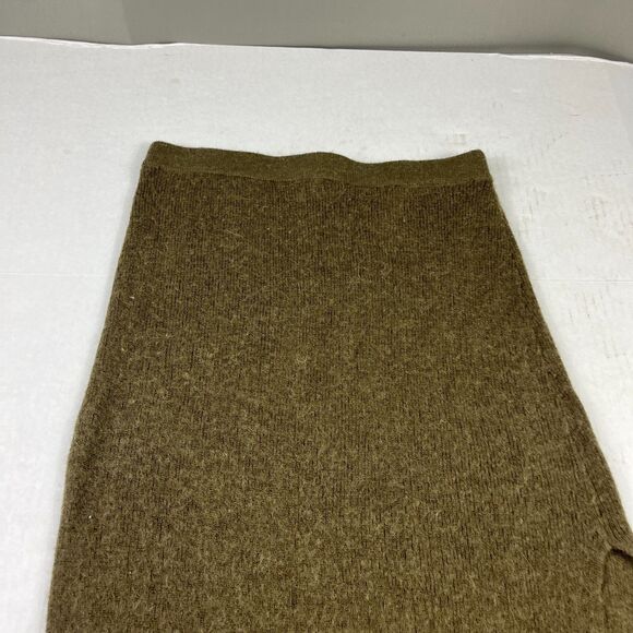 ZARA Womens Wool Blend Midi Skirt Green Side Slit A-Line High Waisted SMALLL - Picture 3 of 10